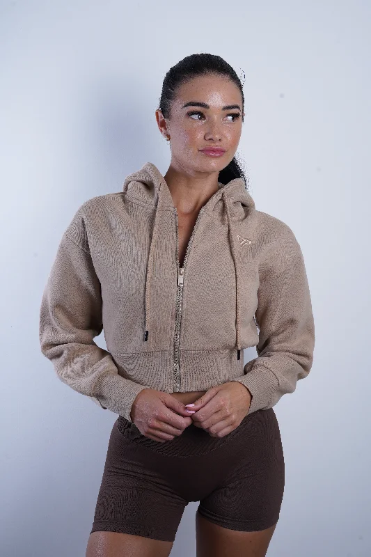 Women's Activewear Apparel Series 2 Cropped Jacket - Beige