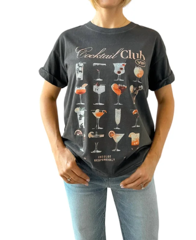 Women's Seasonal Wardrobe Clothing Cocktail Club Tee Top In Black