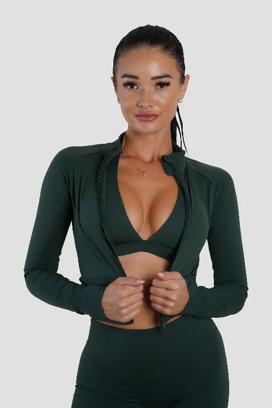 Women's Clothing Apparel Luxe Zip Jacket - Forest Green