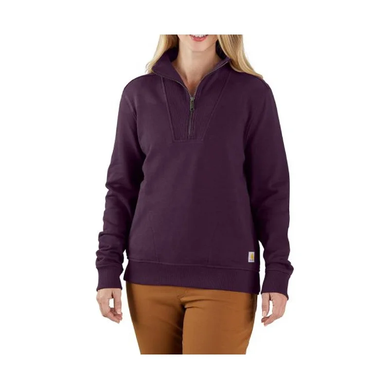 Women's Comfortable Lounge Attire Carhartt Women's Tencel Fabric 1/2 Zip Sweatshirt - Eggplant