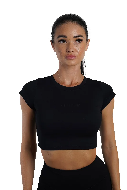 Women's Relaxed Clothes KTP CROPPED TEE - BLACK