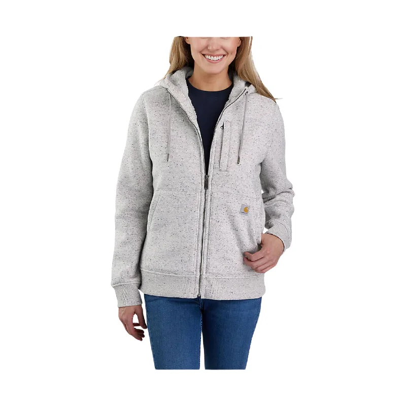 Women's Luxury Attire Carhart Women's Relaxed Fit Midweight Sherpa Lined Full Zip Sweatshirt - Asphalt Heather Nep