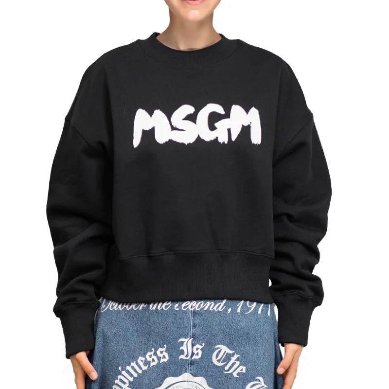 Women's Holiday Outfit Msgm Brush Print Sweatshirt Black