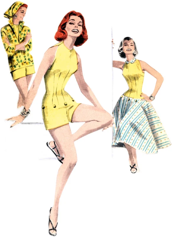 Women's Trendy Garments Butterick Vintage Playsuit, Blouse & Skirt B6989