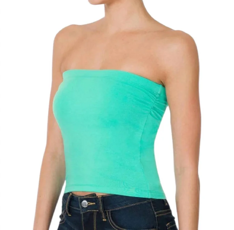 Women's Transitional Apparel Tube Built-In Bra Top In Mint