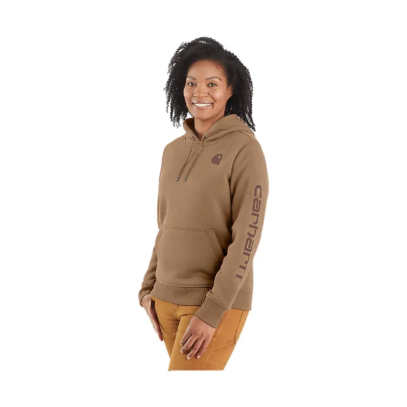 Women's Evening Wear Attire Carhartt Women's Relaxed Fit Midweight Logo Sleeve Graphic Sweatshirt - Flaxseed