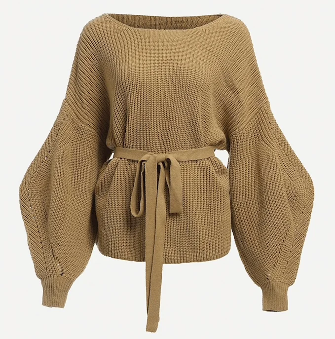 Women's Holiday Attire KALEY’S KHAKI KNITTED SWEATER