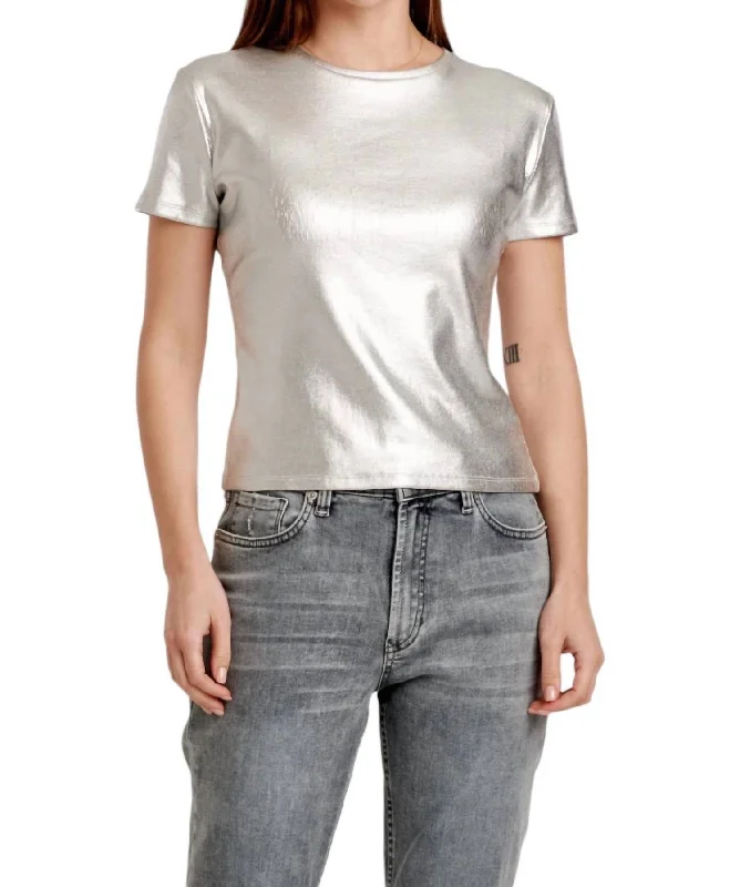 Women's Clothing Sets Bianca Short Sleeve Tee In Silver Foil