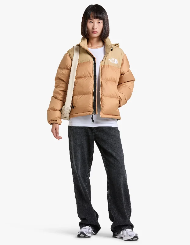 Women's Comfy Loungewear Outfit Womens 1996 Retro Nuptse Jacket - Almond Butter/Khaki Stone