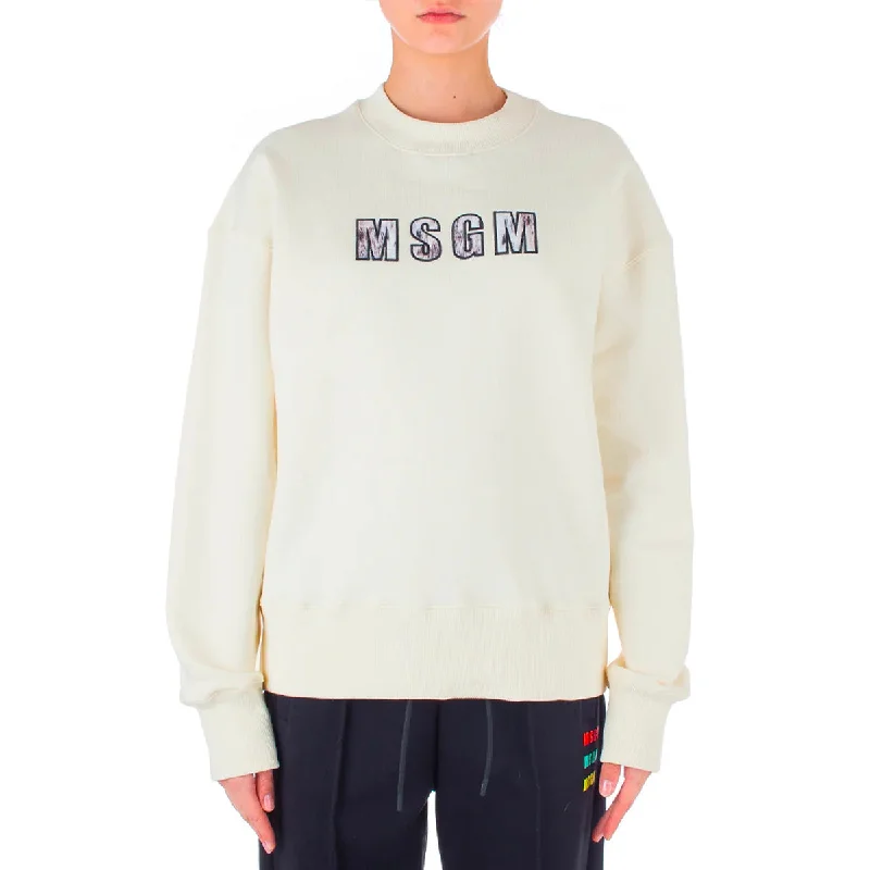 Women's Professional Outfit Women's Msgm Lynx Printed Sweatshirt Off White