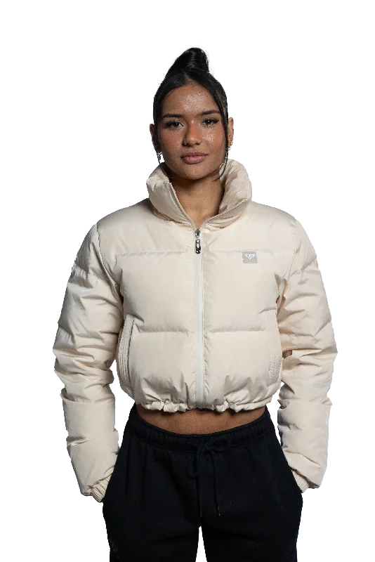 Women's Clothing Apparel Sets Horizon Cropped Puffer Jacket - Beige