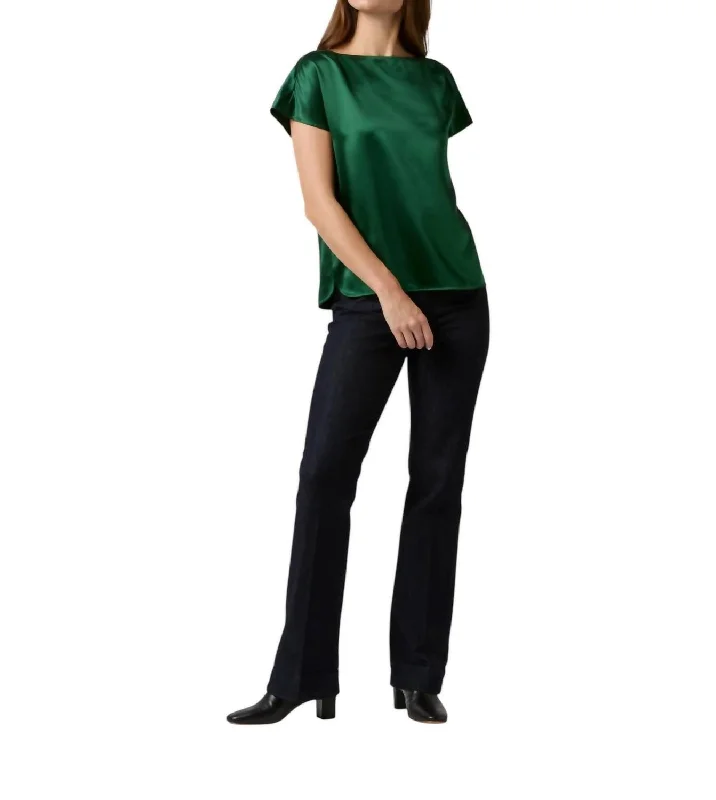 Women's Clothing With Trendy Designs Emma Tee In Forest Silk Charmeuse