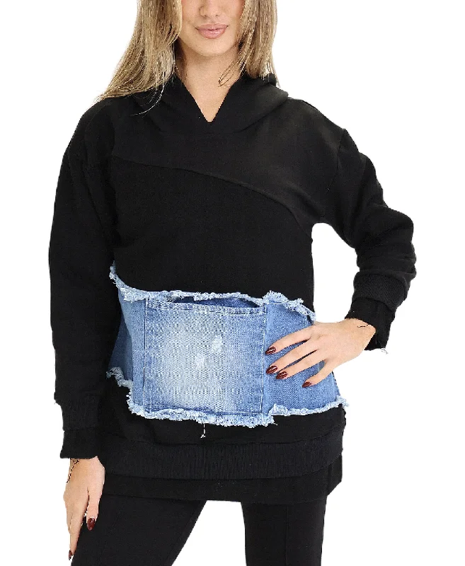 Women's Comfortable Apparel Fleece & Denim Combo Hoodie