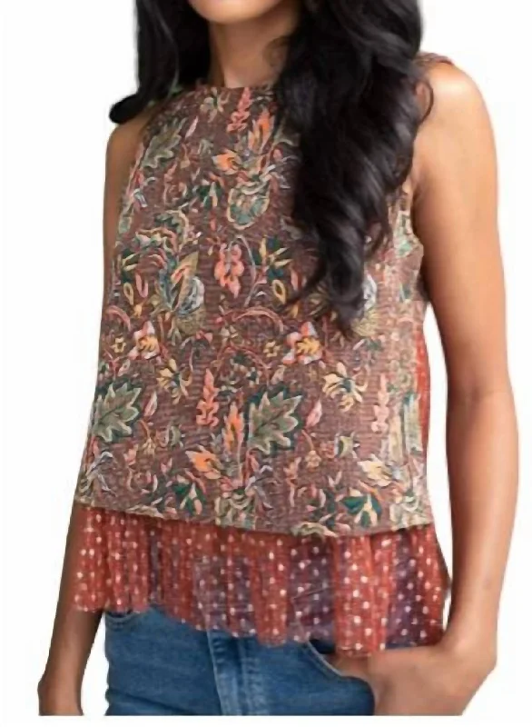 Women's Functional Outdoor Garments Jacquard Sleeveless Top In Brown