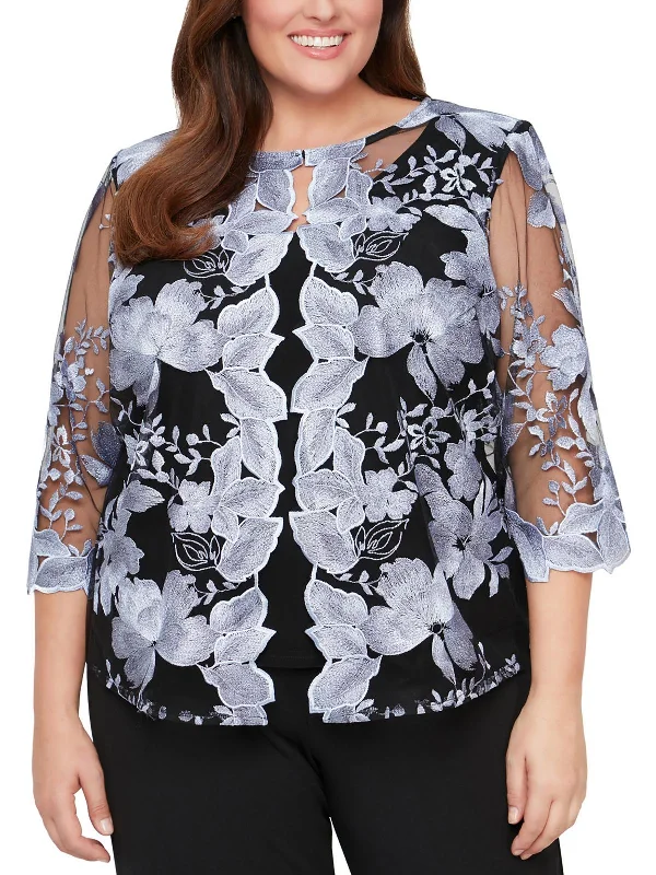 High-Fashion Women's Clothing Plus Womens Twinset Embroidered Blouse