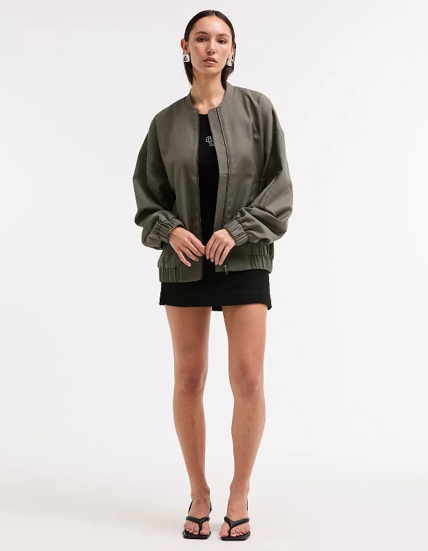 Women's Athletic Outfit Aria Bomber Jacket - Liquorice