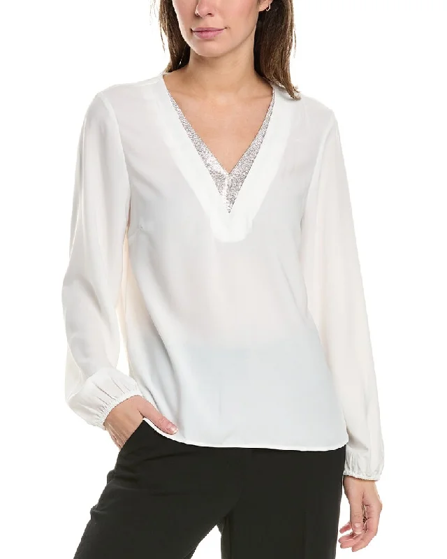 Women's Clothing Apparel Sets Vince Camuto Rhinestone V-Neck Blouse