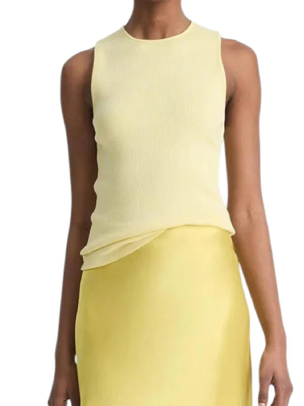 Casual Chic Women's Clothes Ribbed Pima Cotton Shell Tank Top In Citrines