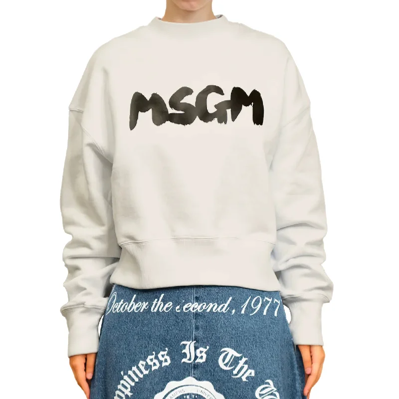 Women's Formal Event Outfit Msgm Brush Print Sweatshirt Off White