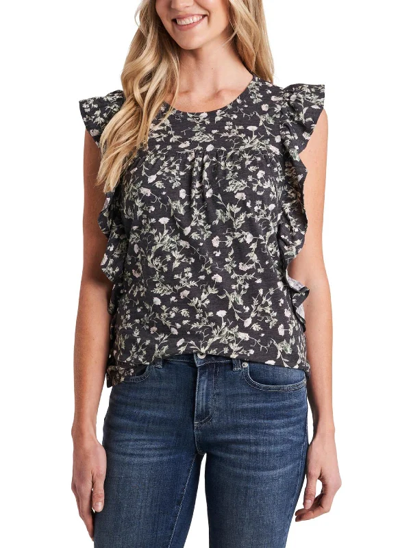 Women's Office Clothing Womens Floral Ruffled Blouse