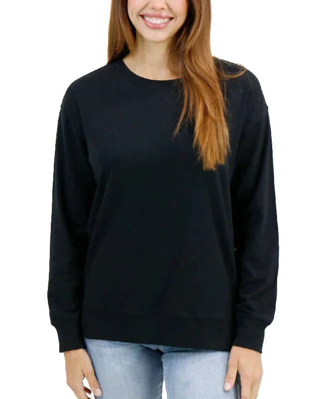 Women's Formal Clothes Original Essentials Long Sleeve Tee Top In Black