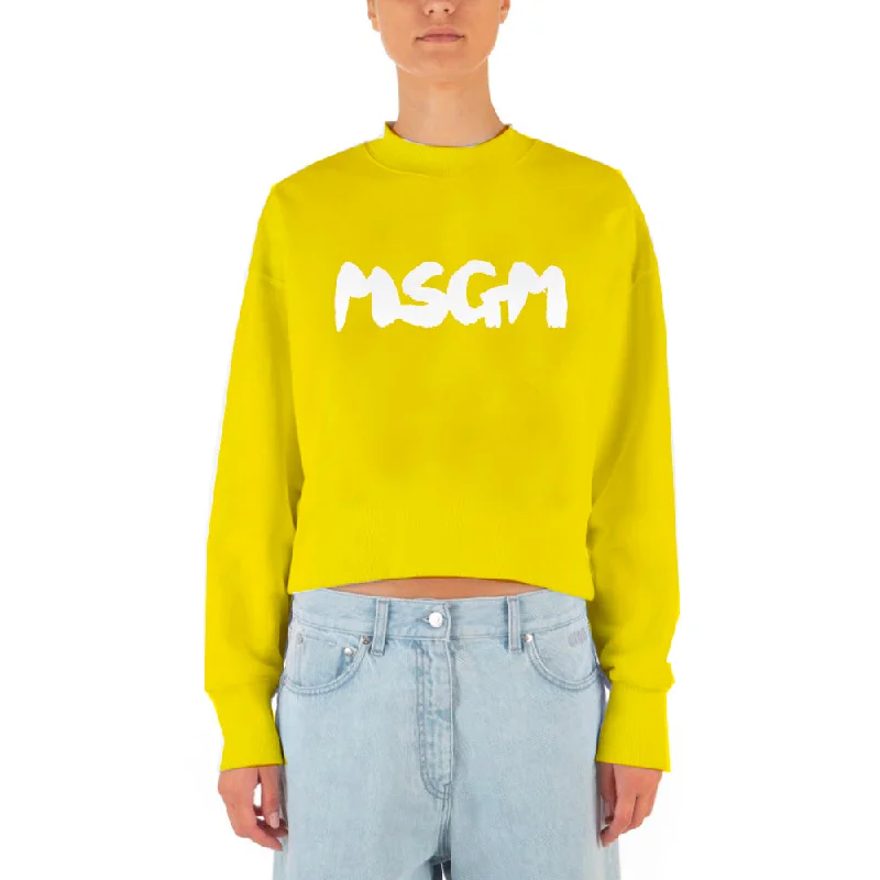 Women's Outfit For The Office Msgm Brush Print Sweatshirt Yellow