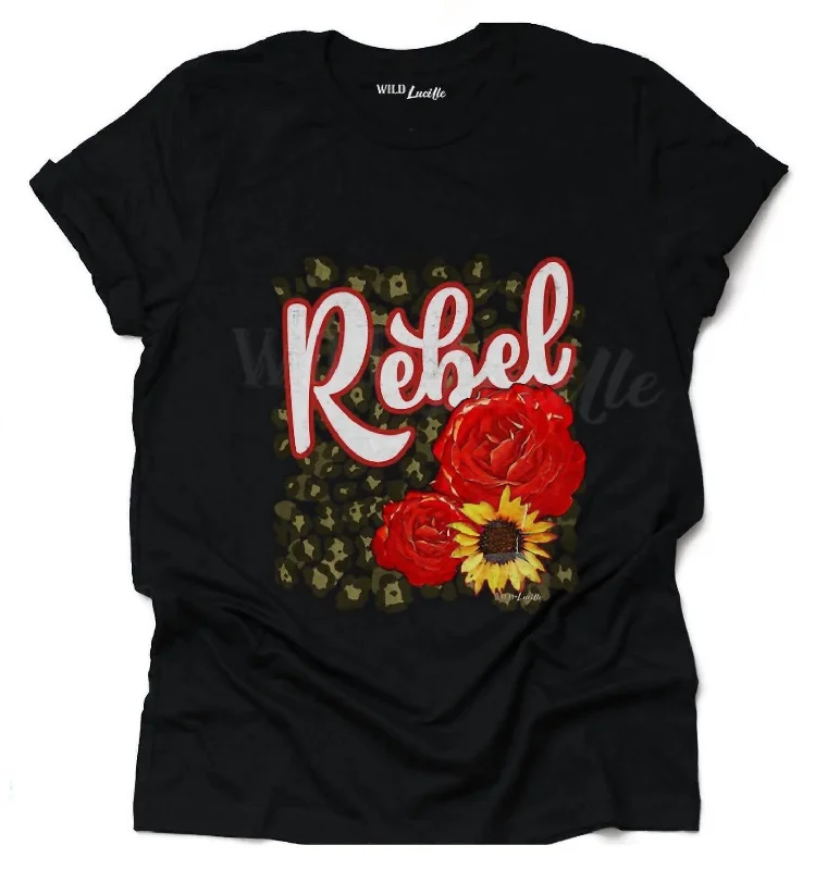 Women's Workout Clothing Women's Rebel Rose Graphic Tee In Black