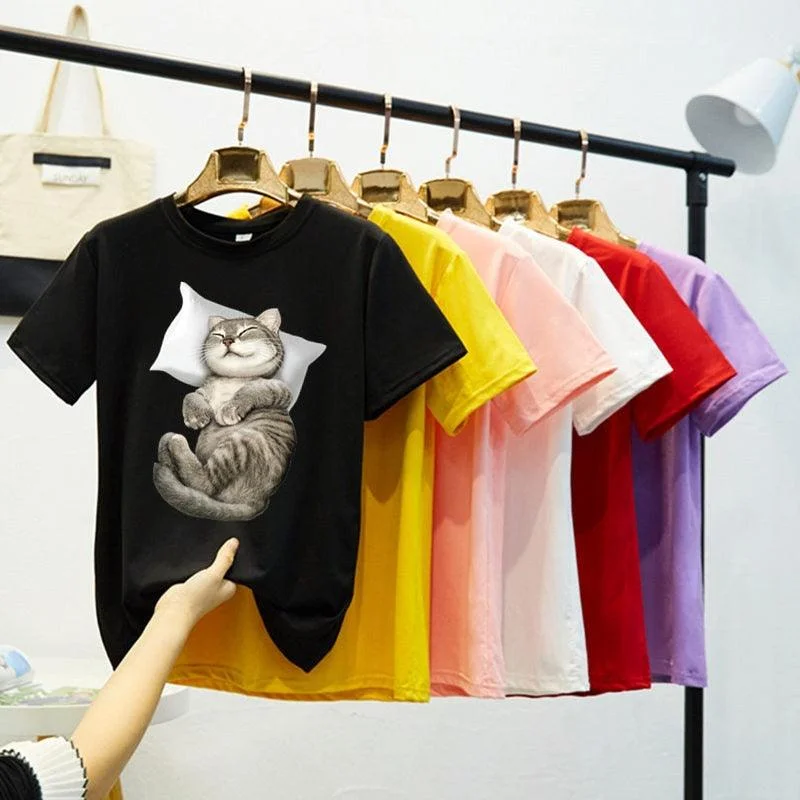 Fashionable Women's Outfit CAT NAP TEE