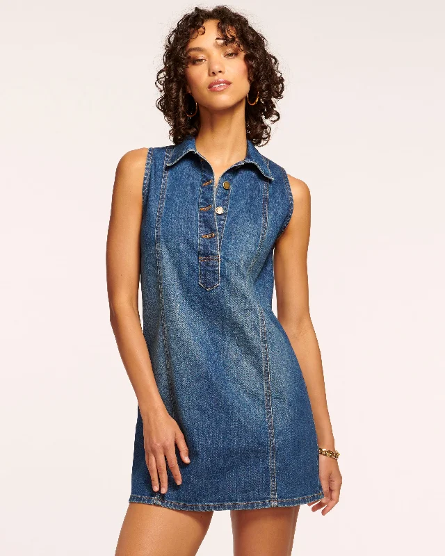 Vintage-Inspired Women's Apparel Donnie Relaxed Denim Mini Dress