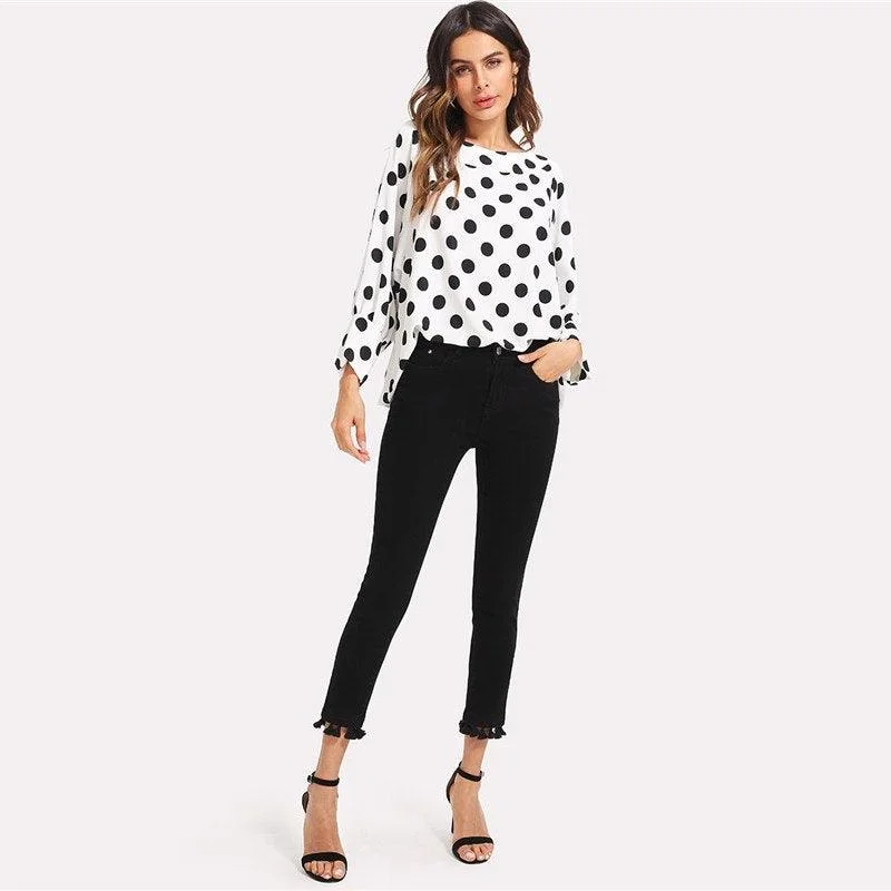 Women's Elegant Apparel POLKA DOT PARTY TIME BLOUSE