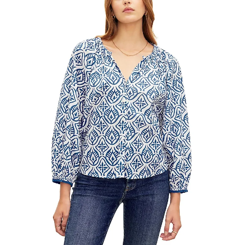 Women's Luxury Attire Womens Printed Split Neck Blouse