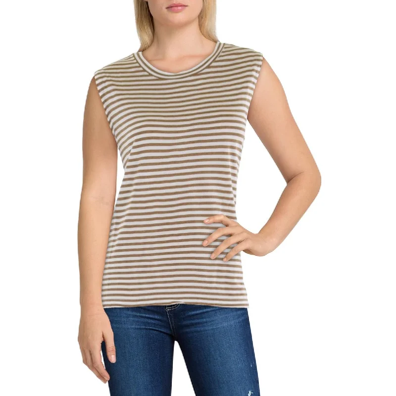 Affordable Luxury Women's Apparel Womens Striped Crewneck Tank Top