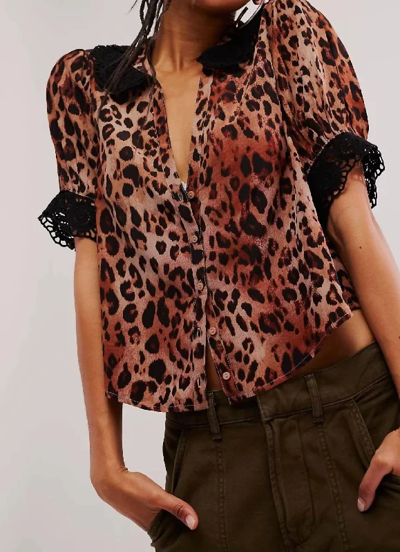 Women's Casual Clothing For Lounging My Love Printed Blouse In Leopard Combo