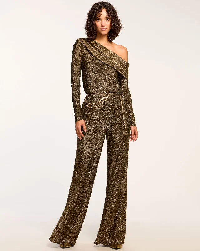 Women's Work Outfit For The Office Manny Off-The-Shoulder Sparkle Jumpsuit