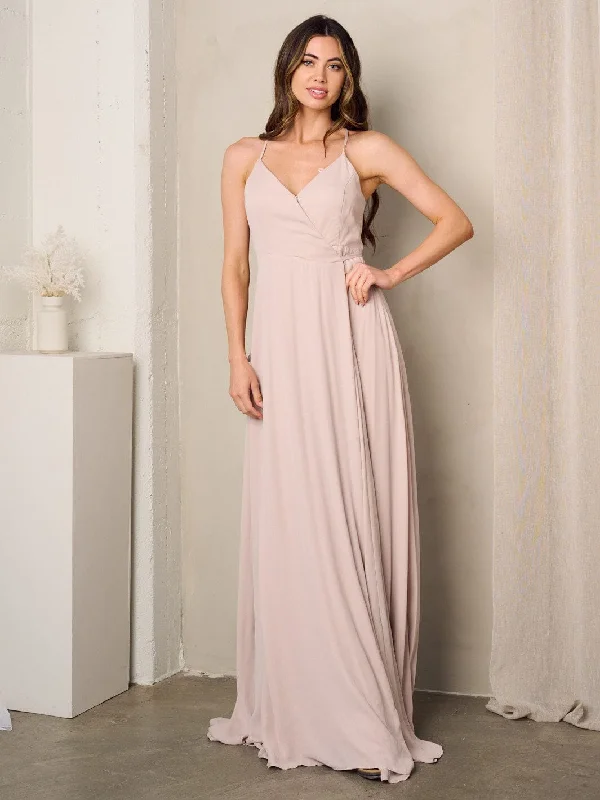 Women's Evening Outfit WOMEN'S SLEEVELESS SURPLICE SELF TIE MAXI DRESS