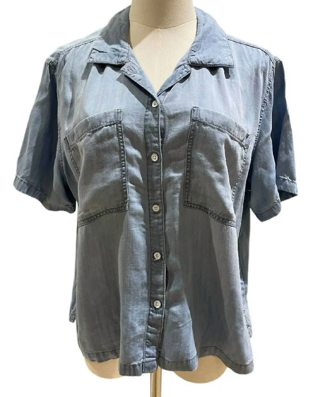 Women's Clothes For Work Events Women's Blake Chambray Short Sleeve Top In Blue