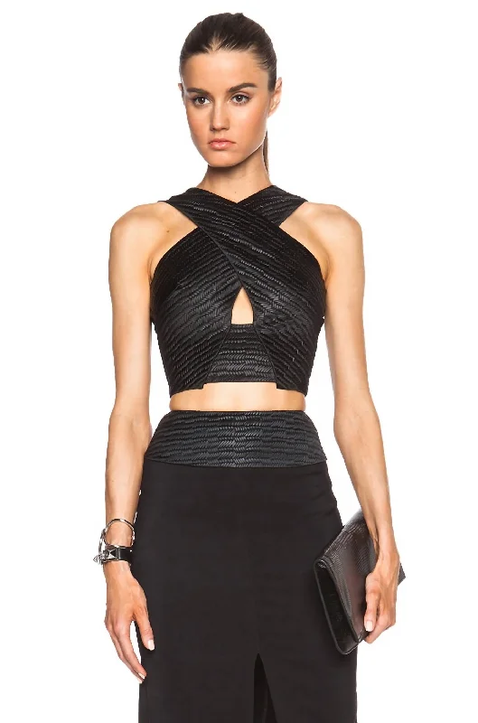 Sustainable Women's Clothes Criss Cross Crop Top In Black