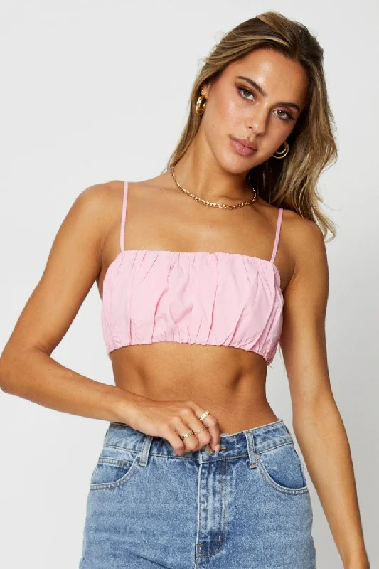 Women's Travel Apparel Pink Bralette Top Sleeveless