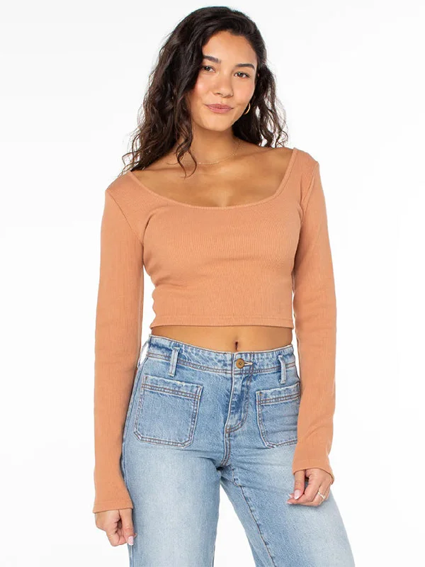 Women's Comfortable Lounge Attire Good Keepsake L/S Crop Top