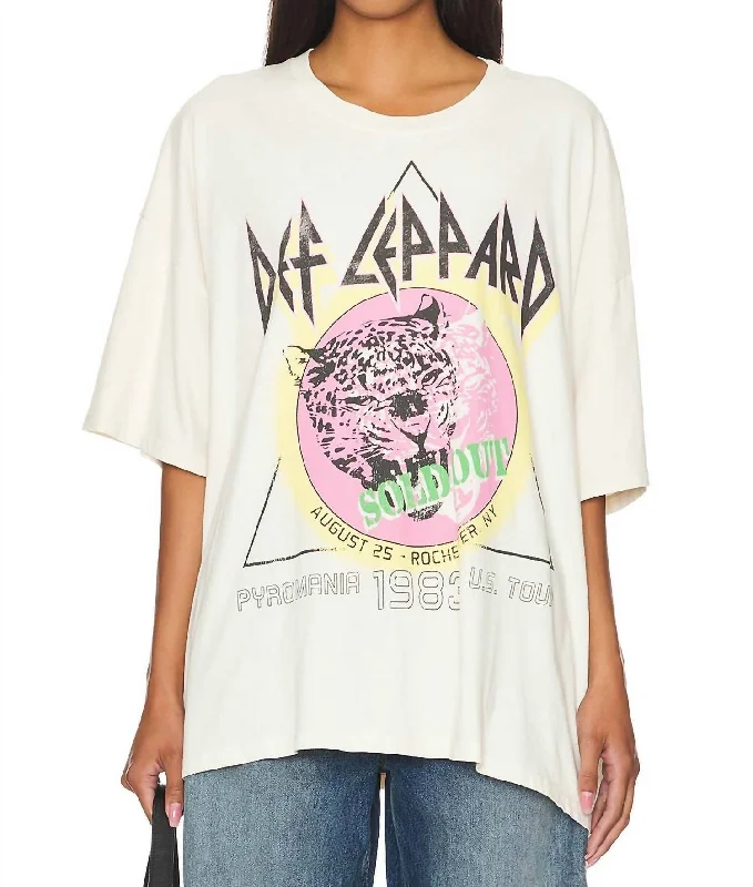 Women's Professional Apparel Def Leppard Sold Out 1983 Tee In Dirty White