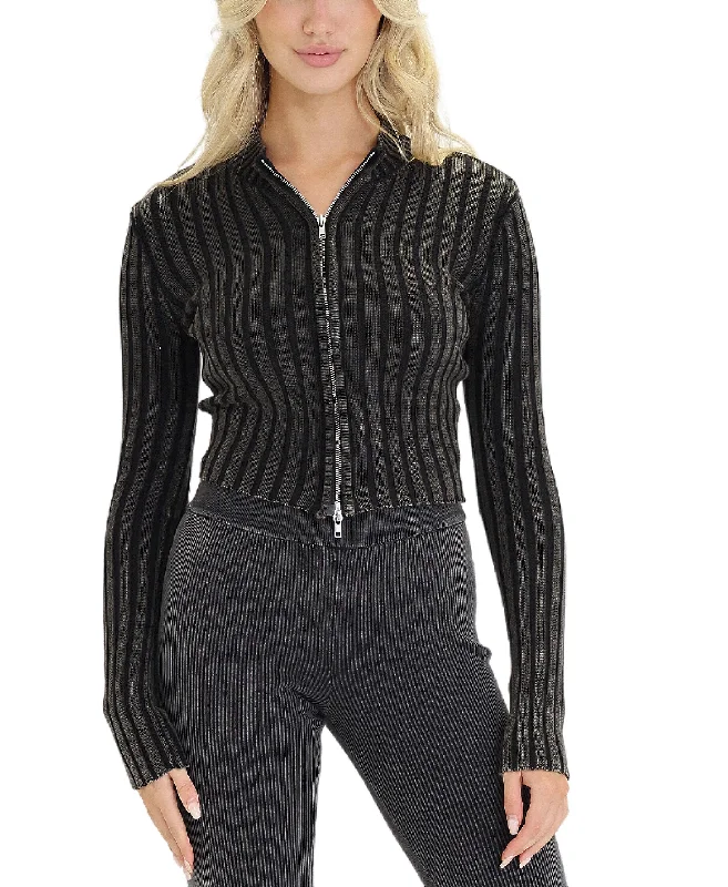 Women's Casual Apparel Ribbed Zip Front Sweater