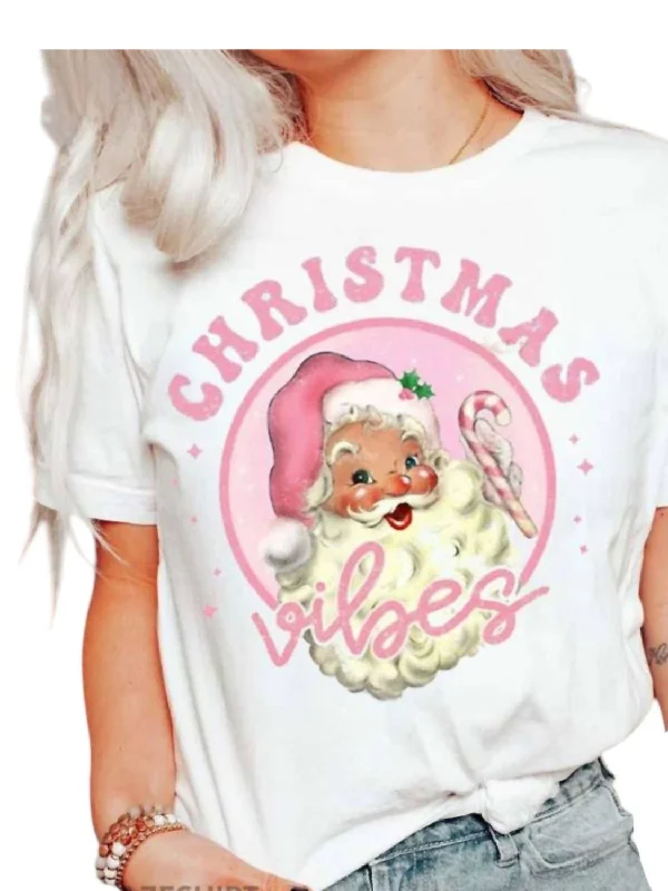 Women's Clothing For Outdoor Activities Vintage Santa Tee In White