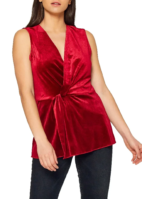 Women's Elegant Formal Outfit Women's Velvet Twist Front Sleeveless Top