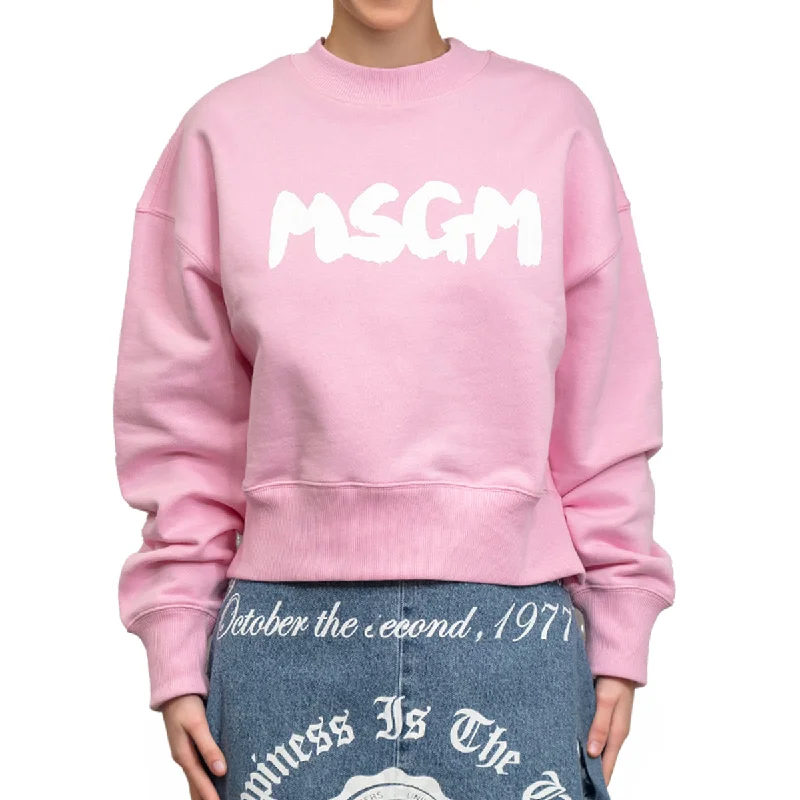 Women's Plus-Size Outfit Msgm Brush Print Sweatshirt Pink