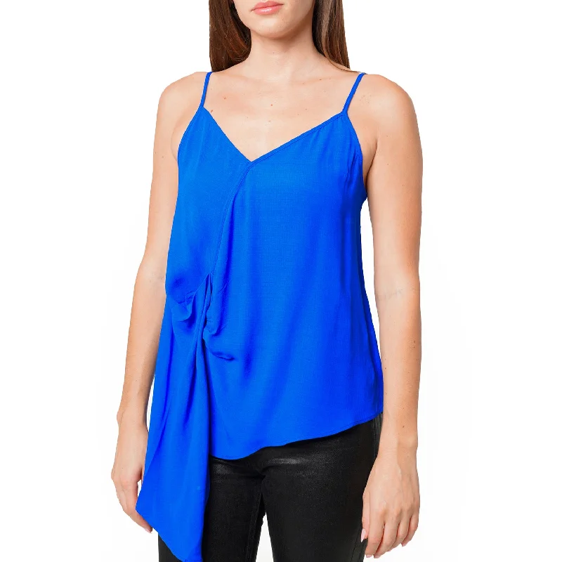 Women's Party Outfit Solid Drape Hem Wrapped Cami in Blue