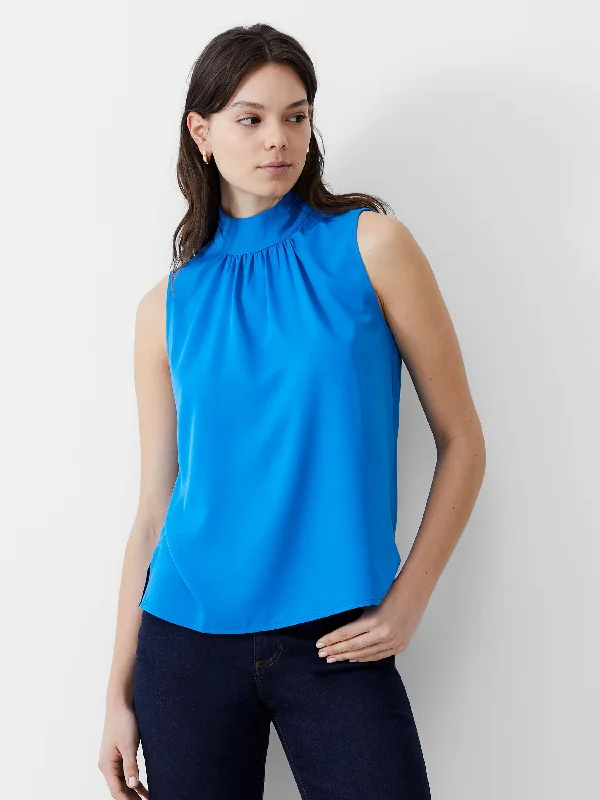 Women's Timeless Attire Turtle Neck Sleeveless Crepe Light Top