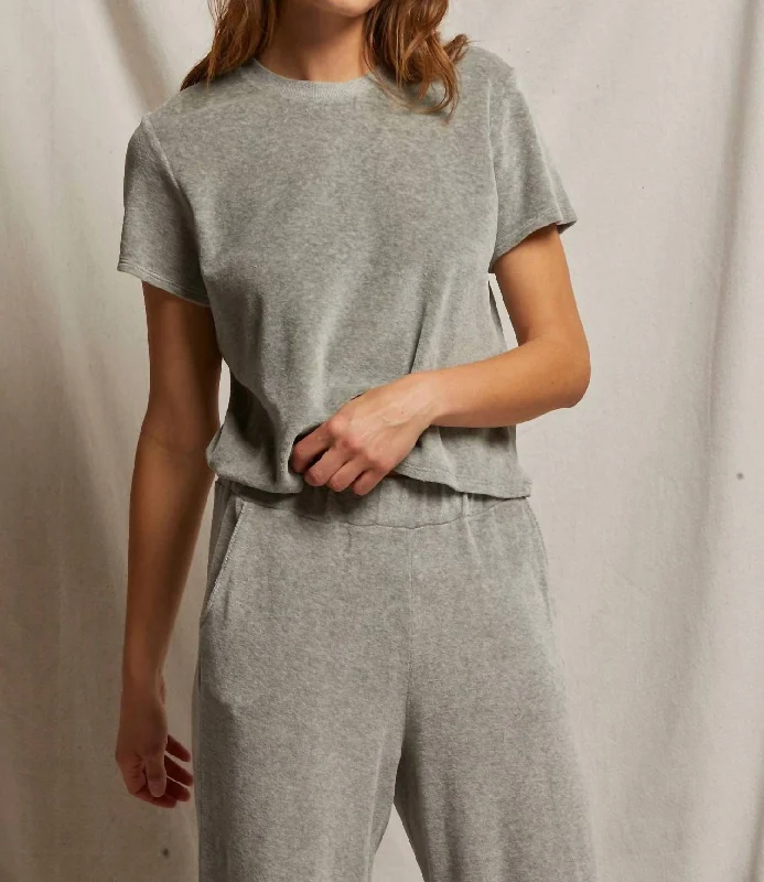 Sustainable Women's Apparel Clara Velour Tee In Heather Grey