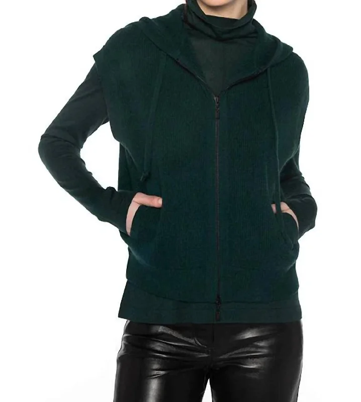 Women's Casual Apparel Rib Zip Hoodie In Cypress