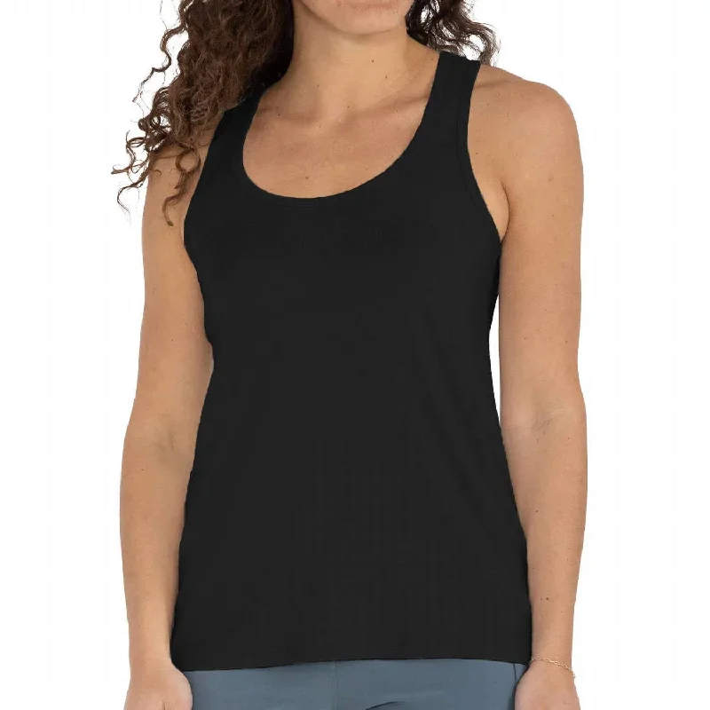 Women's Comfortable Clothes For Weekends Bamboo Racerback Tank Top In Black