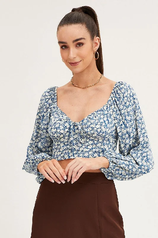 Women's Holiday Clothing Print Off Shoulder Cropped Top